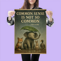 Voltaire quote common sense animal shelter rain inspiring poster poster 3