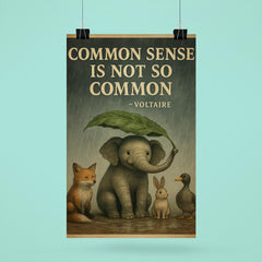Voltaire quote common sense animal shelter rain inspiring poster poster 6