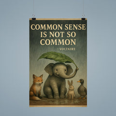 Voltaire quote common sense animal shelter rain inspiring poster poster 9