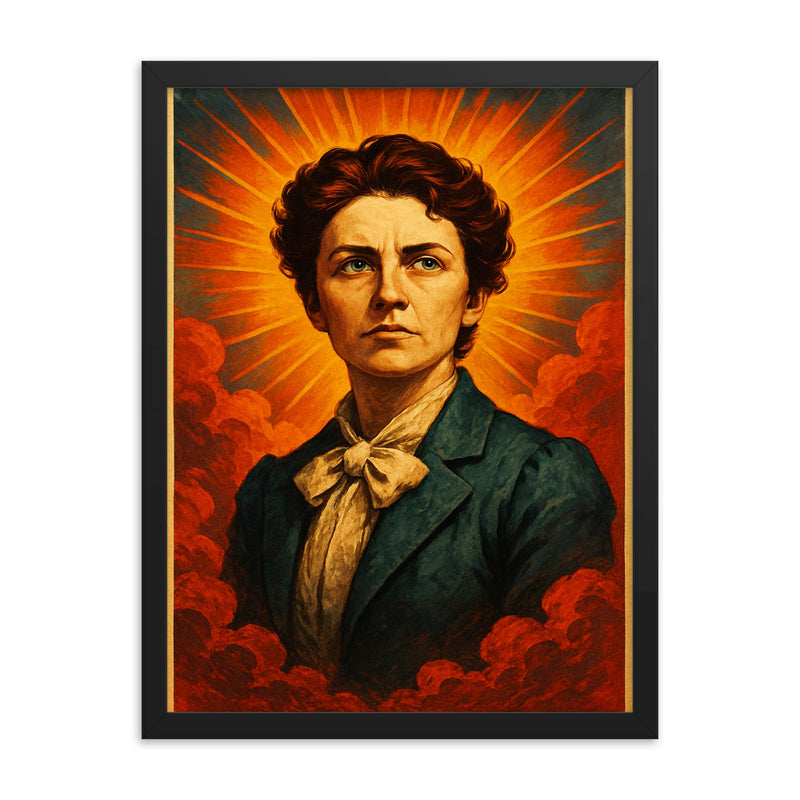 Voltairine de Cleyre framed print on a plain backdrop in size 18