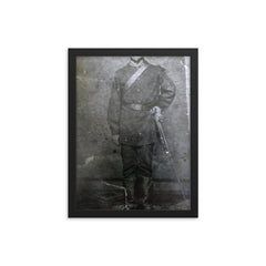 Volunteer Soldier in the Paraguayan War, Brazil, ca 1868 framed print on a plain backdrop in size 12"x16".