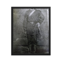 Volunteer Soldier in the Paraguayan War, Brazil, ca 1868 framed print on a plain backdrop in size 16"x20".