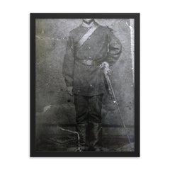 Volunteer Soldier in the Paraguayan War, Brazil, ca 1868 framed print on a plain backdrop in size 18"x24".
