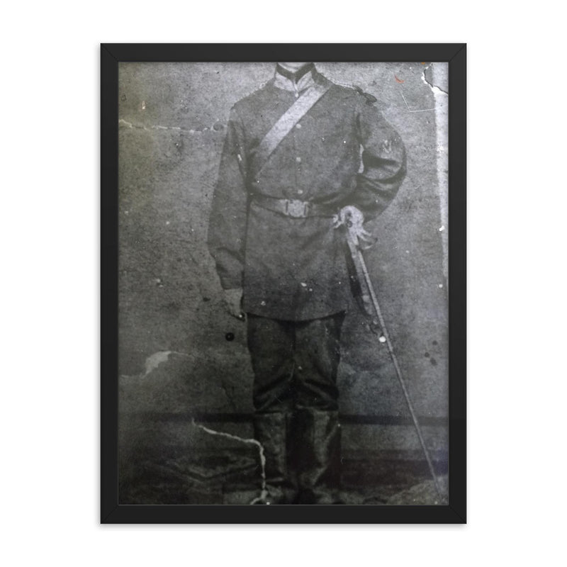 Volunteer Soldier in the Paraguayan War, Brazil, ca 1868 framed print on a plain backdrop in size 18