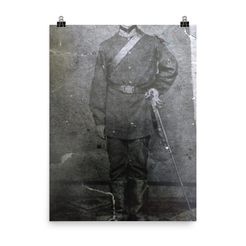 Volunteer Soldier in the Paraguayan War, Brazil, ca 1868 poster on a plain backdrop in size 8