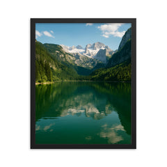 Vorderer Gosausee and Dachstein Austria framed print on a plain backdrop in size 16"x20".