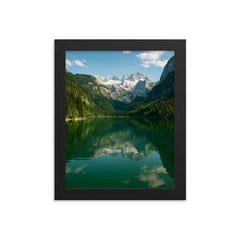 Vorderer Gosausee and Dachstein Austria framed print on a plain backdrop in size 8"x10".