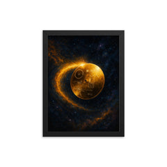 Voyager golden record drifting beyond heliopause framed print on a plain backdrop in size 12"x16".