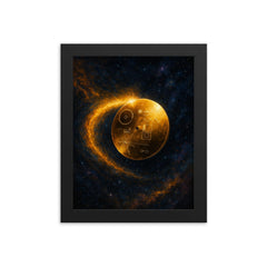 Voyager golden record drifting beyond heliopause framed print on a plain backdrop in size 8"x10".