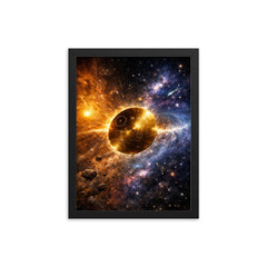 Voyager Golden Record drifting past heliopause framed print on a plain backdrop in size 12"x16".