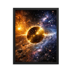 Voyager Golden Record drifting past heliopause framed print on a plain backdrop in size 16"x20".