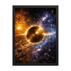 Voyager Golden Record drifting past heliopause framed print on a plain backdrop in size 18"x24".