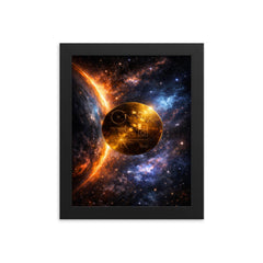 Voyager Golden Record drifting past heliopause glow framed print on a plain backdrop in size 8"x10".