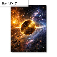Voyager Golden Record drifting past heliopause metal print on a plain backdrop in size 12"x16".