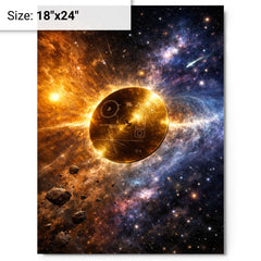 Voyager Golden Record drifting past heliopause metal print on a plain backdrop in size 18"x24".