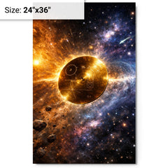 Voyager Golden Record drifting past heliopause metal print on a plain backdrop in size 24"x36".