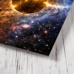 Voyager Golden Record drifting past heliopause metal print mockup