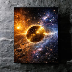 Voyager Golden Record drifting past heliopause metal print mockup