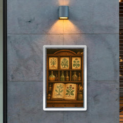 Voynich manuscript botanicals in alchemical cabinet poster 2