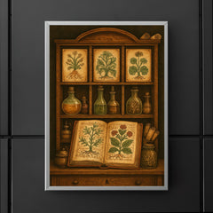 Voynich manuscript botanicals in alchemical cabinet poster 5