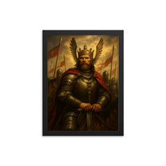 Vytautas the Great before Grunwald charge framed print on a plain backdrop in size 12"x16".