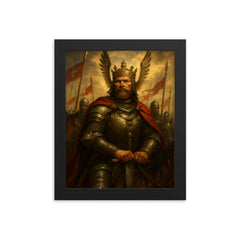 Vytautas the Great before Grunwald charge framed print on a plain backdrop in size 8"x10".