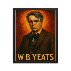 W B Yeats framed print on a plain backdrop in size 16"x20".