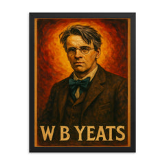 W B Yeats framed print on a plain backdrop in size 18"x24".