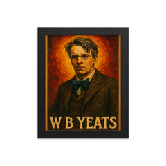 W B Yeats framed print on a plain backdrop in size 8"x10".