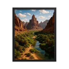 Wadi Al Disah Saudi Arabia framed print on a plain backdrop in size 16"x20".
