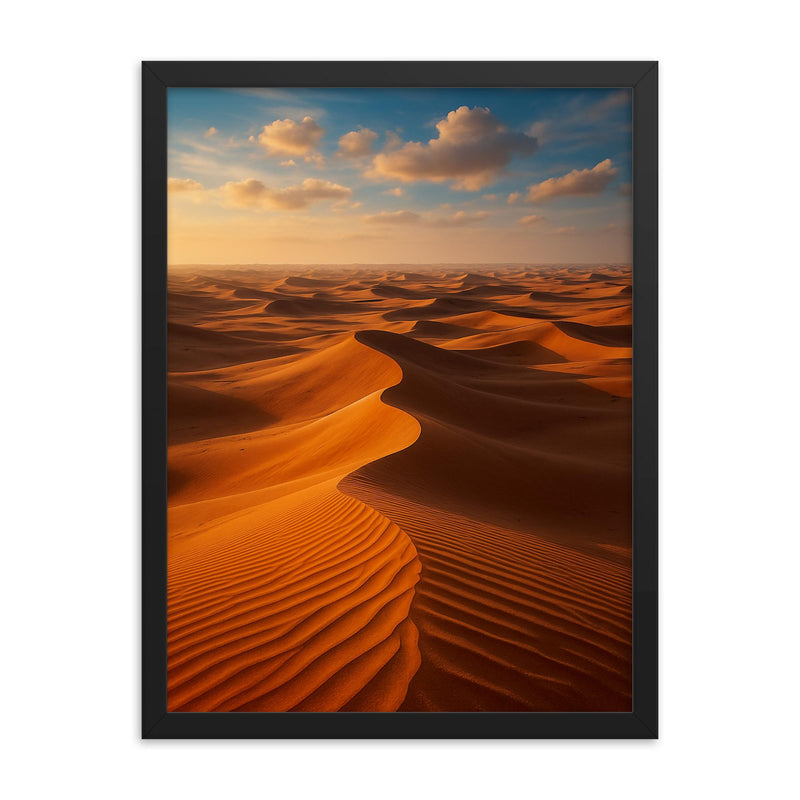 Wahiba Sands Sharqiya Oman framed print on a plain backdrop in size 18
