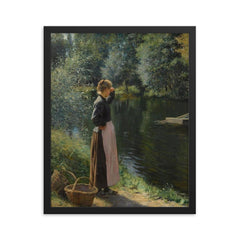 Waiting for the Ferry by Leopold Franz Kowalski framed print on a plain backdrop in size 16"x20".