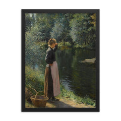 Waiting for the Ferry by Leopold Franz Kowalski framed print on a plain backdrop in size 18"x24".