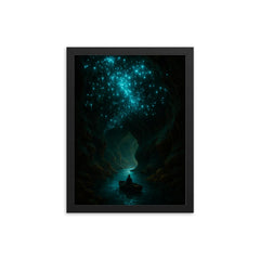 Waitomo Glowworm Caves New Zealand framed print on a plain backdrop in size 12"x16".