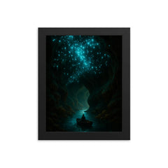 Waitomo Glowworm Caves New Zealand framed print on a plain backdrop in size 8"x10".