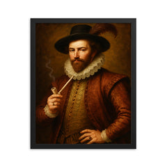 Walter Raleigh framed print on a plain backdrop in size 16"x20".