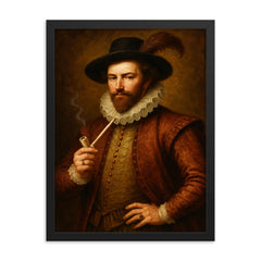 Walter Raleigh framed print on a plain backdrop in size 18"x24".
