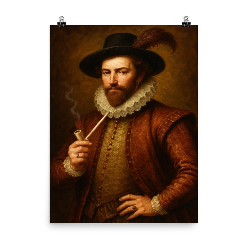Walter Raleigh poster on a plain backdrop in size 8