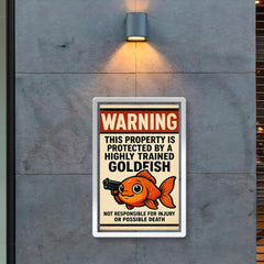 WARNING This property is protected by a highly trained goldfish poster 2