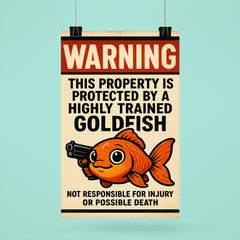 WARNING This property is protected by a highly trained goldfish poster 6