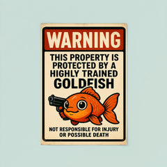 WARNING This property is protected by a highly trained goldfish poster 8