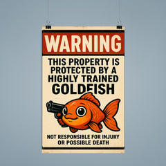 WARNING This property is protected by a highly trained goldfish poster 9