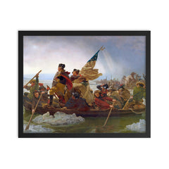 Washington Crossing the Delaware framed print on a plain backdrop in size 16"x20".