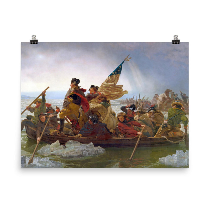 Washington Crossing the Delaware poster on a plain backdrop in size 8