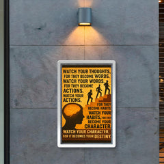 Watch your thoughts for they become words motivational quote about destiny poster 2