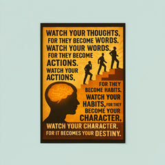 Watch your thoughts for they become words motivational quote about destiny poster 8