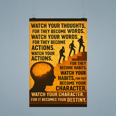 Watch your thoughts for they become words motivational quote about destiny poster 9