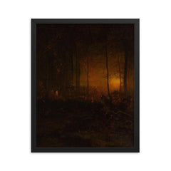 Watching the Sun Glow by George Inness, 1887 framed print on a plain backdrop in size 16"x20".