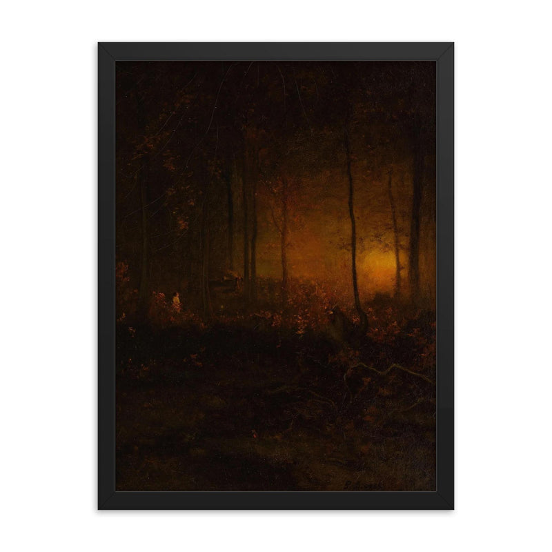 Watching the Sun Glow by George Inness, 1887 framed print on a plain backdrop in size 18