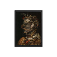 Water by Giuseppe Arcimboldo, 1566 framed print on a plain backdrop in size 12"x16".